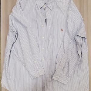 Ralph Lauren Men's Classic Blue and White Striped Shirt